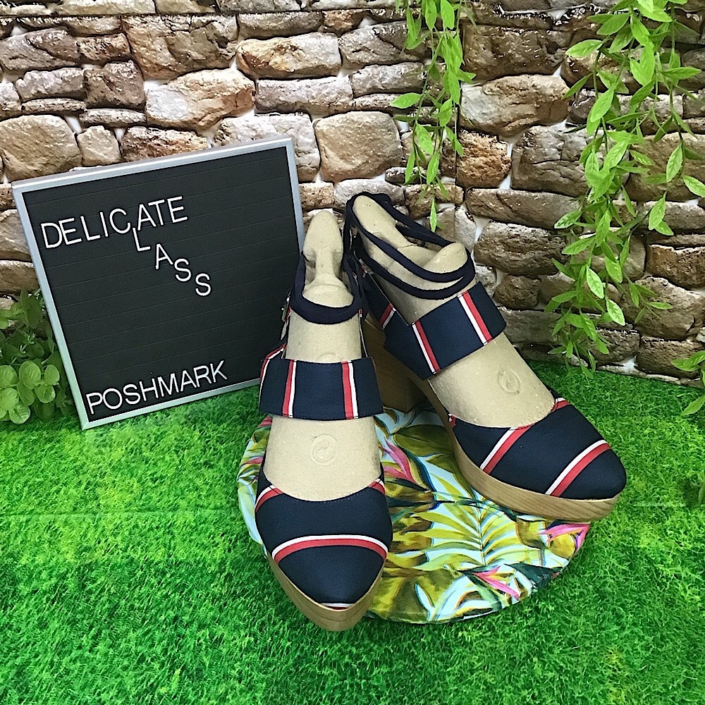 Free People Navy striped Monaco clogs